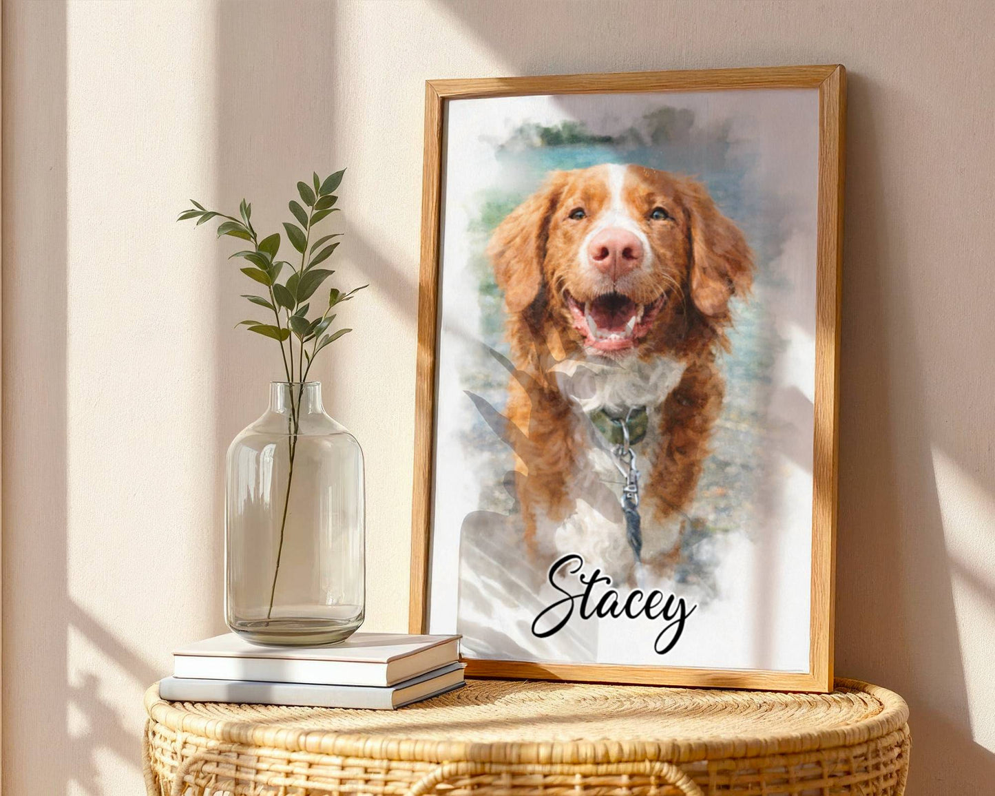 Custom Photo Watercolor Pet - Personalized Poster/Canvas Prints - Gift for Dog Lovers, Cat Lovers, Pet Lovers