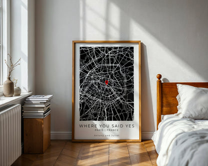 Personalized Wedding Map Print | Custom Location Map with Heart Pin | Couple Gift