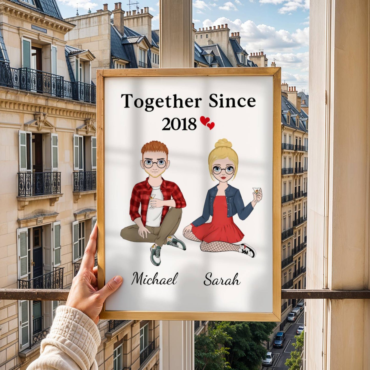 Together Since Couple Sitting - Personalized Poster/Canvas Prints - Gift For Her/Him, Husband/Wife, Couples on Anniversary, Valentine's Day