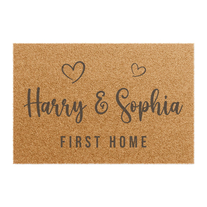 Personalized Front Door Doormat | Custom Printed Mat | First Home Couple Gift