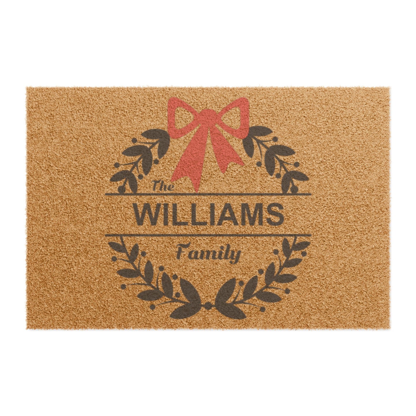Personalized Christmas Family Name Coir Doormat | Custom Holiday Front Door Mat