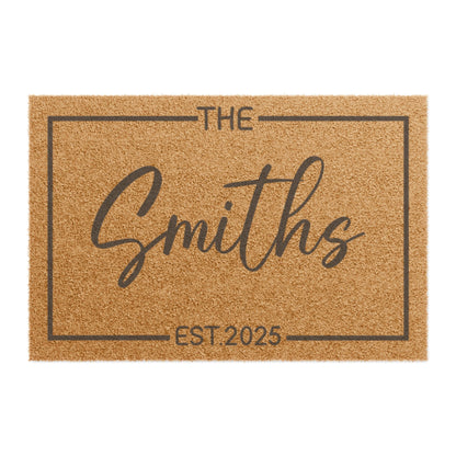 Custom Family Name Coir Welcome Doormat | Personalized Front Door Mat