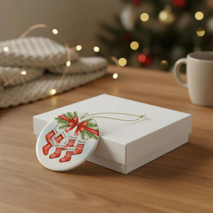 Personalized Family Name Christmas Ornament | Custom Round Holiday Keepsake Gift