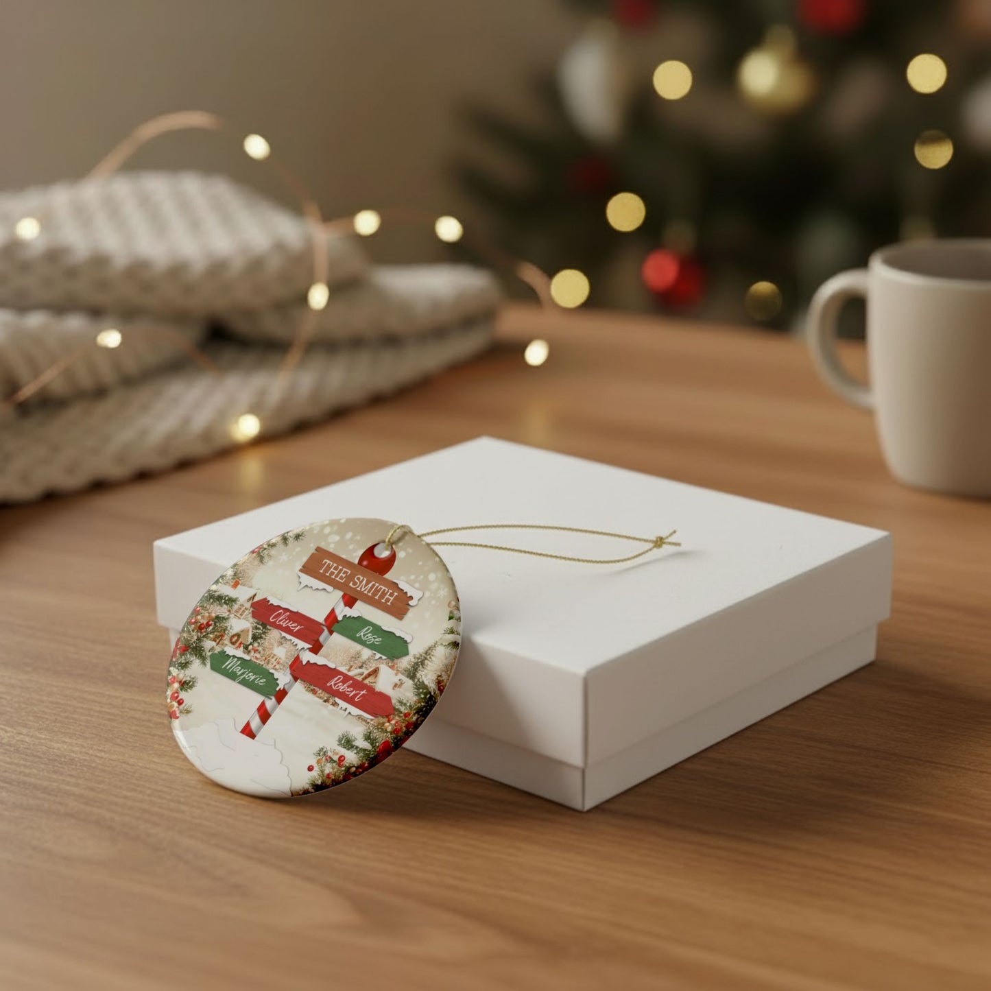 Personalized North Pole Family Christmas Ornament | Custom Round Holiday Keepsake