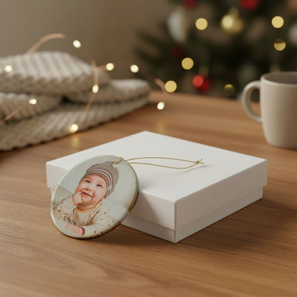 Personalized Photo My First Christmas Ornament | Custom Baby Name Circle Keepsake
