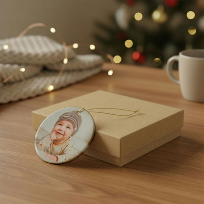 Personalized Photo My First Christmas Ornament | Custom Baby Name Circle Keepsake