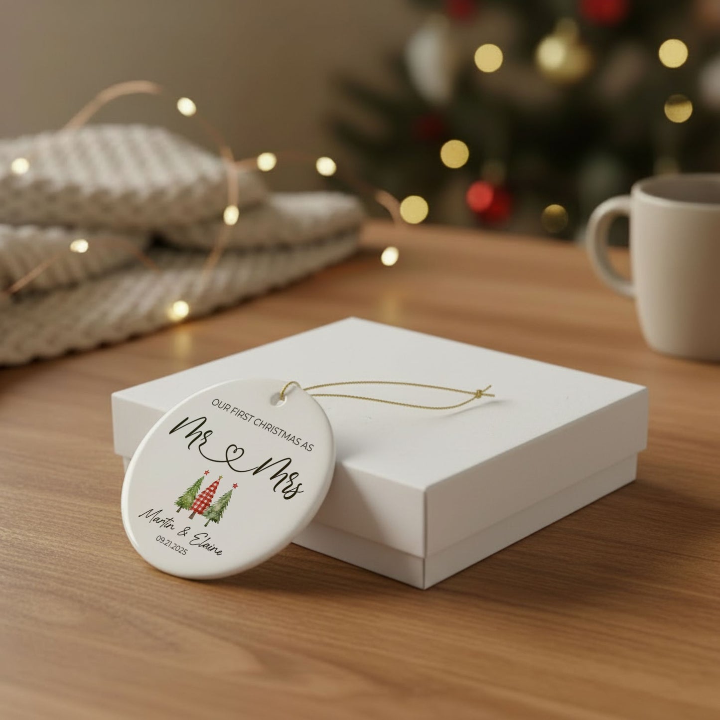 Personalized Our First Christmas Mr & Mrs Ornament | Custom Newlywed Wedding Keepsake