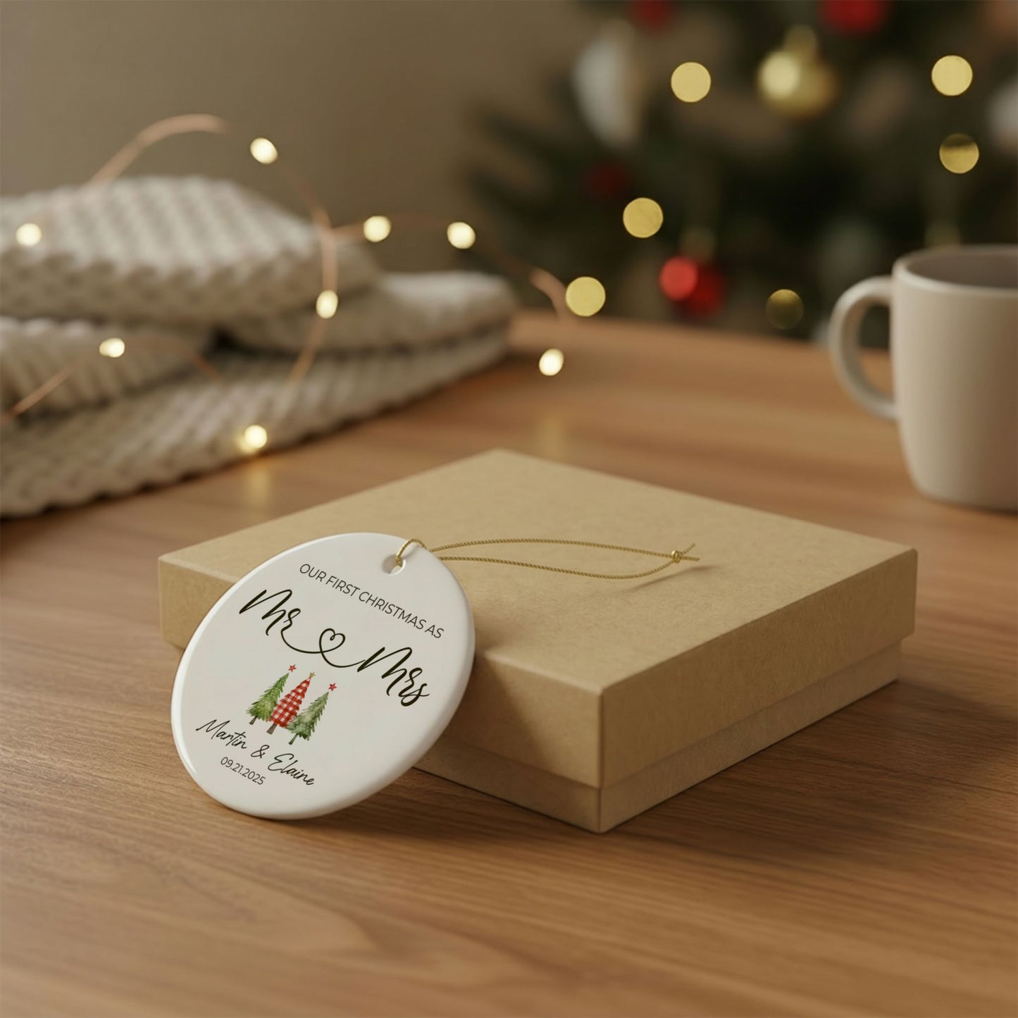 Personalized Our First Christmas Mr & Mrs Ornament | Custom Newlywed Wedding Keepsake