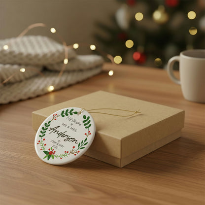 Personalized Mr & Mrs Christmas Ornament | Custom Newlywed Wedding Keepsake