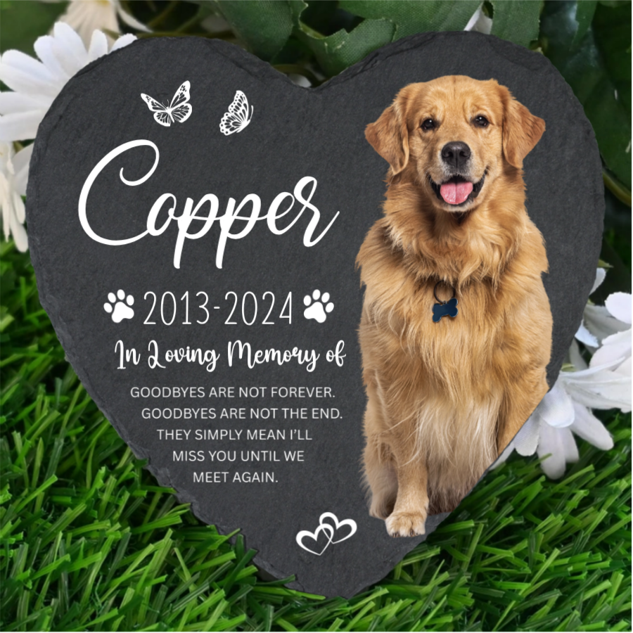 Personalized Heart-Shaped Pet Memorial Stone | Custom Photo Dog & Cat Memorial Gift