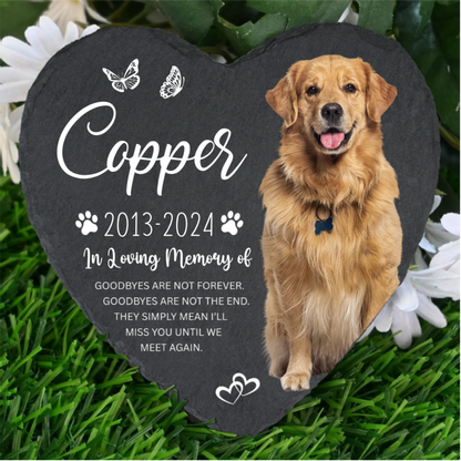 Personalized Heart-Shaped Pet Memorial Stone | Custom Photo Dog & Cat Memorial Gift