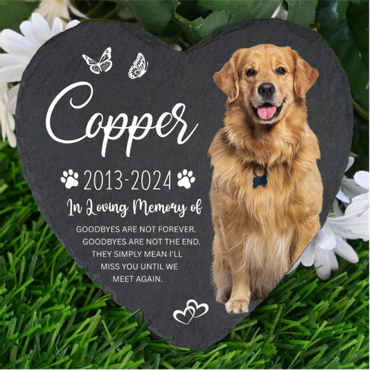 Personalized Heart-Shaped Pet Memorial Stone | Custom Photo Dog & Cat Memorial Gift