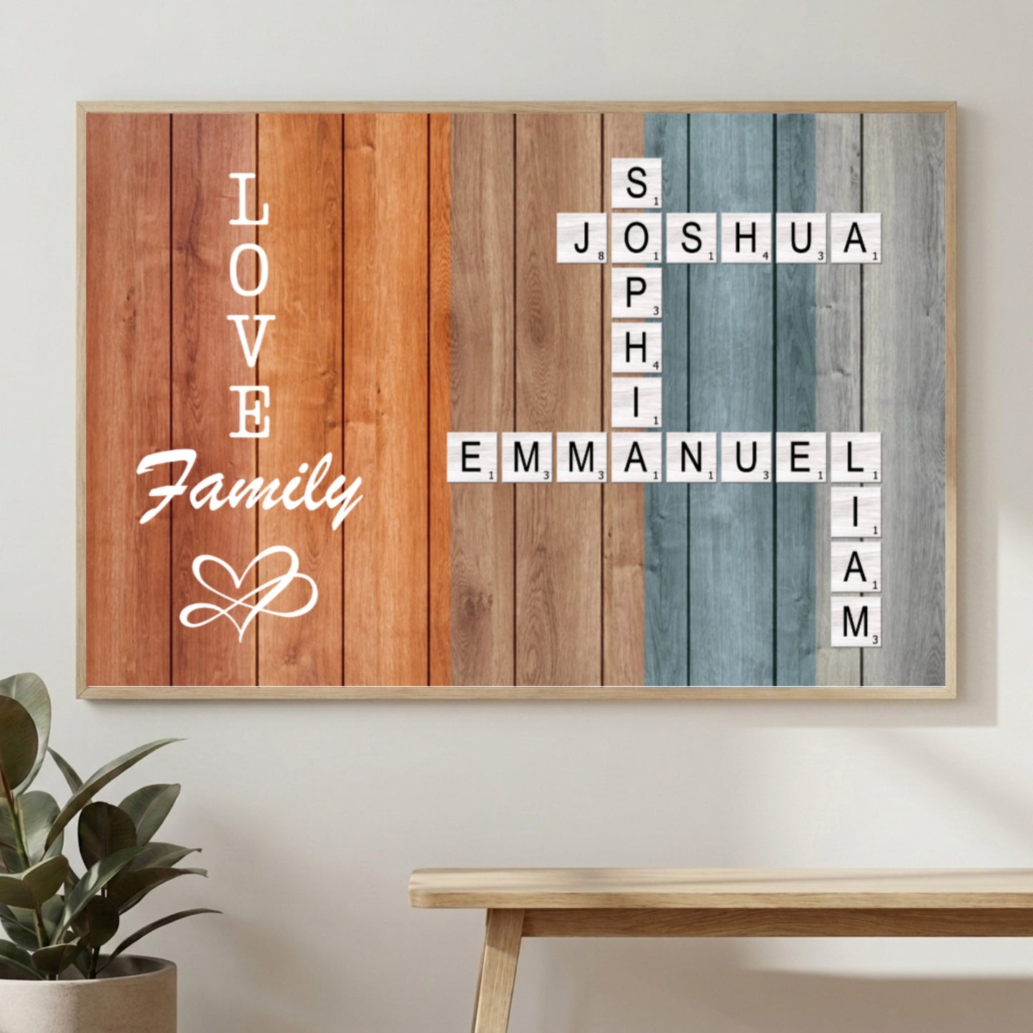 Family Crossword Art - Created In A Moment, Treasured Forever - Personalized Poster/Canvas Prints - Gift For Family Members, Mom and Dad