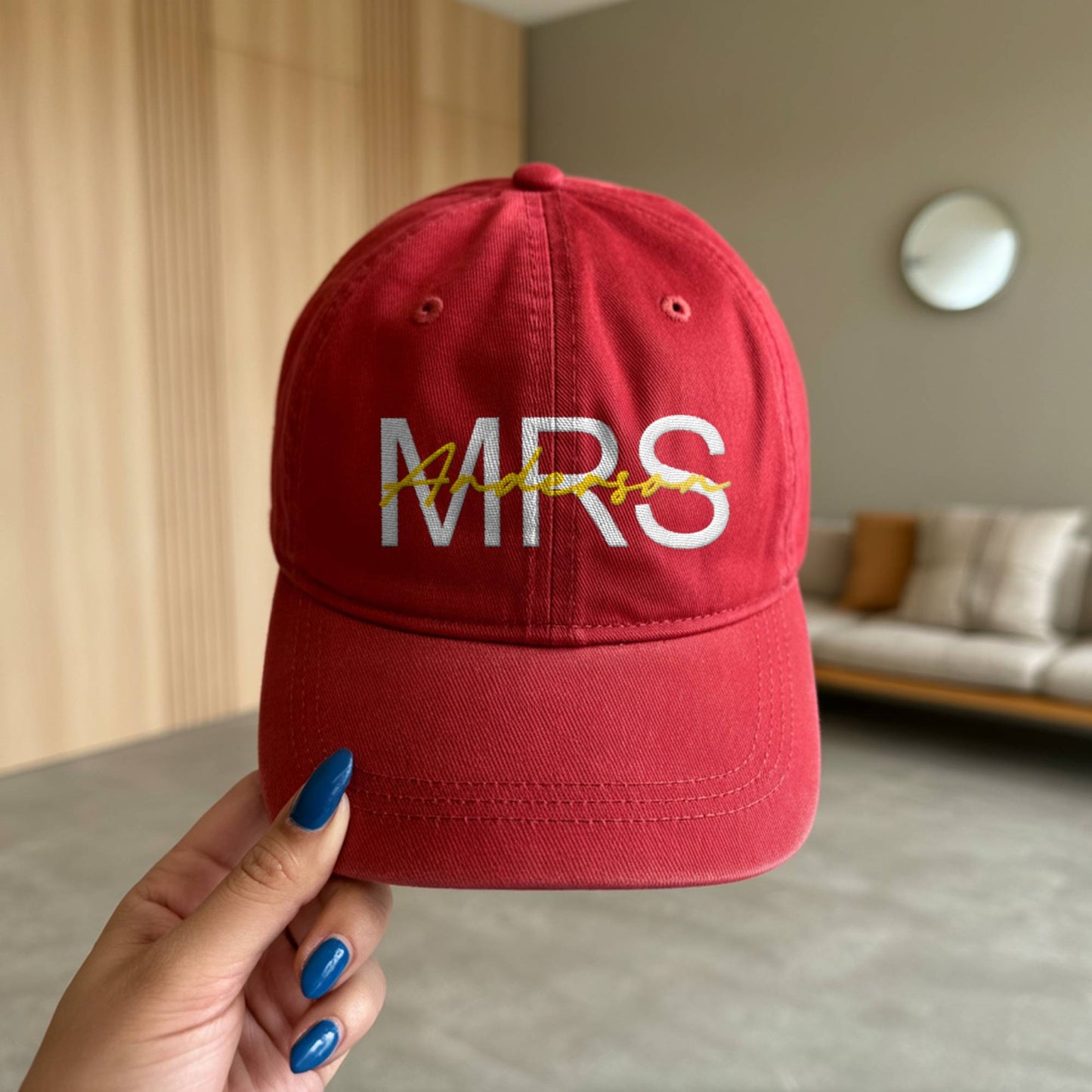 Embroidered Mrs Mr Denim Cap | Personalized Wedding Hat | Custom Washed Denim Cap