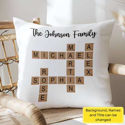 Family Crossword Puzzle Art Pillow - Personalized Custom Pillow - Gift For Family Members, Mom, Dad, Grandparents