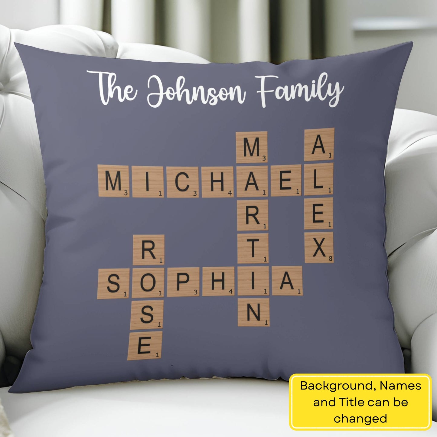 Family Crossword Puzzle Art Pillow - Personalized Custom Pillow - Gift For Family Members, Mom, Dad, Grandparents