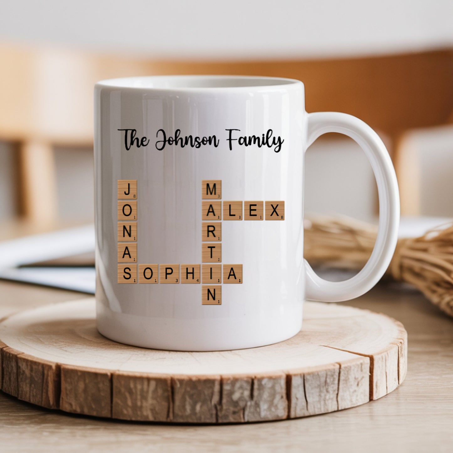 Custom Text Create Your Own Crossword Puzzle - Personalized Custom Mug - Gift For Family Members, Friends