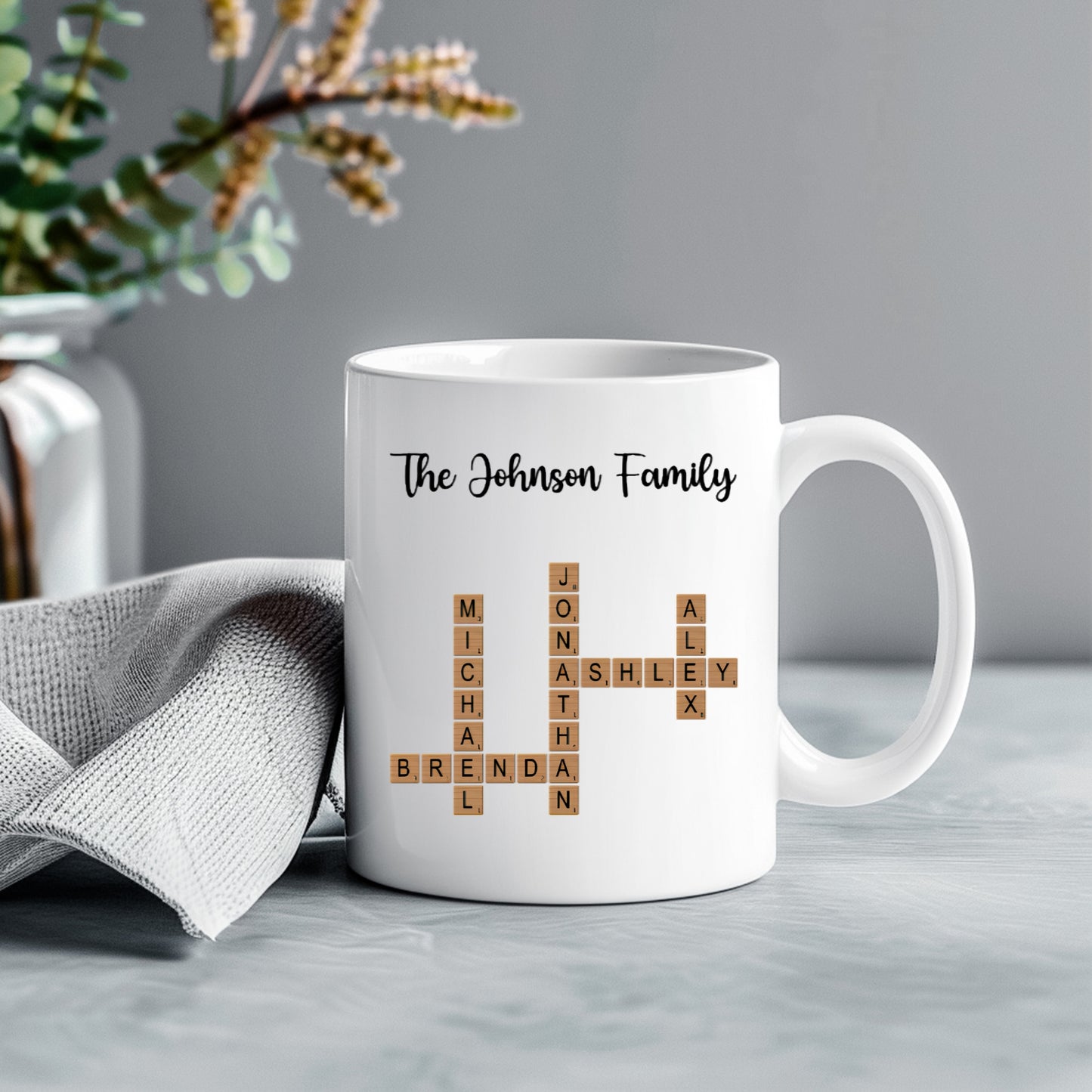 Custom Text Create Your Own Crossword Puzzle - Personalized Custom Mug - Gift For Family Members, Friends