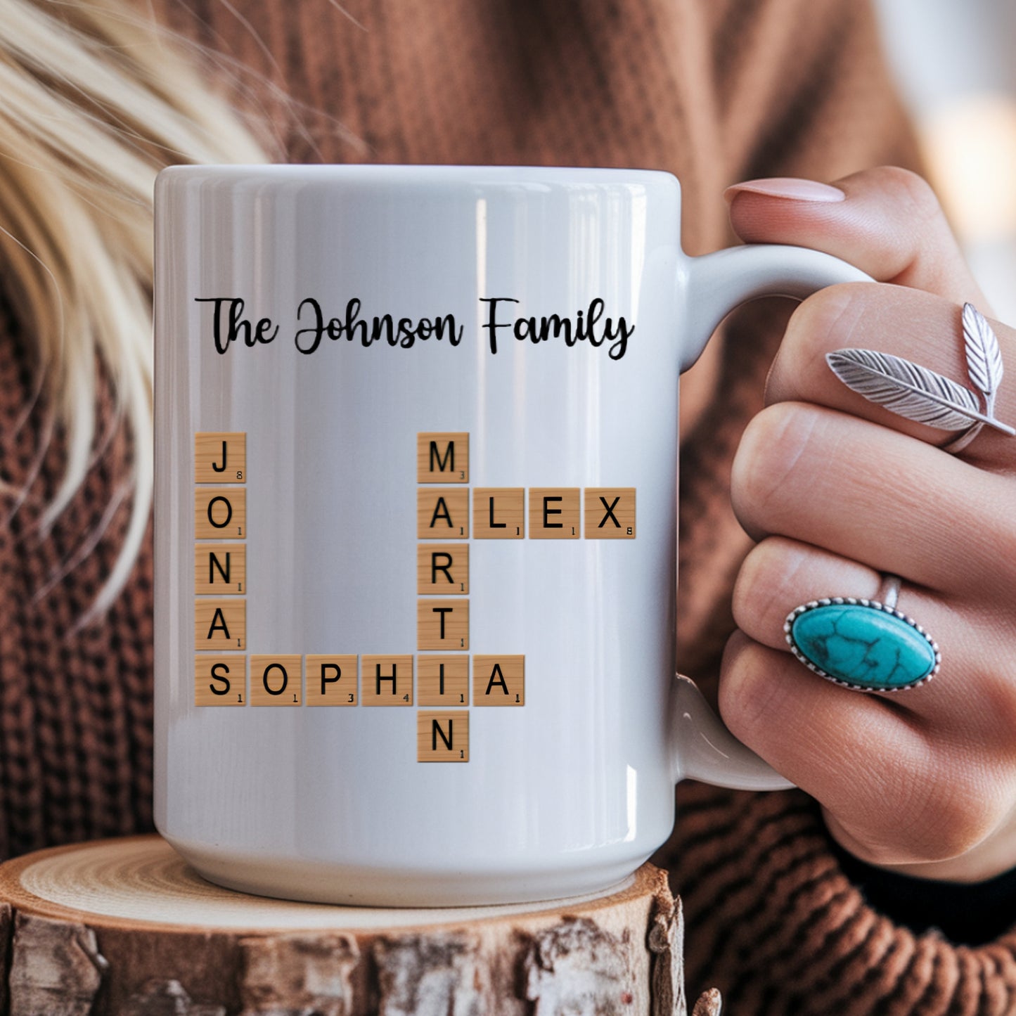 Custom Text Create Your Own Crossword Puzzle - Personalized Custom Mug - Gift For Family Members, Friends
