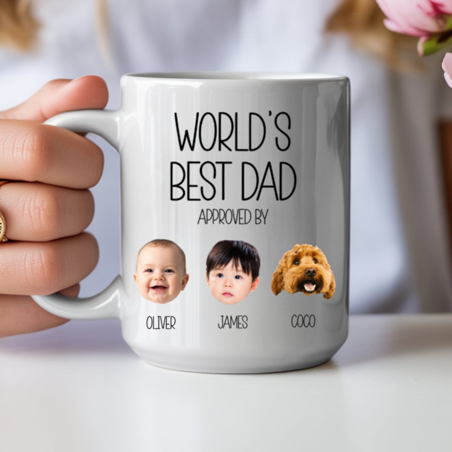 Custom Photo World's Best Dad - Personalized Custom Mug - Father's Day Gift For Dad, Daddy, Papa