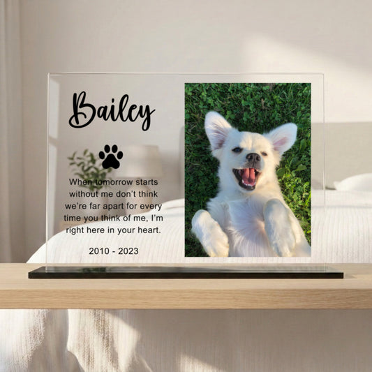 Memorial Plaque with Photo - Personalized Gifts for Pet Loss, Sympathy Gift for Cat, Dog and Any Other Animals | Custom Acrylic Plaque