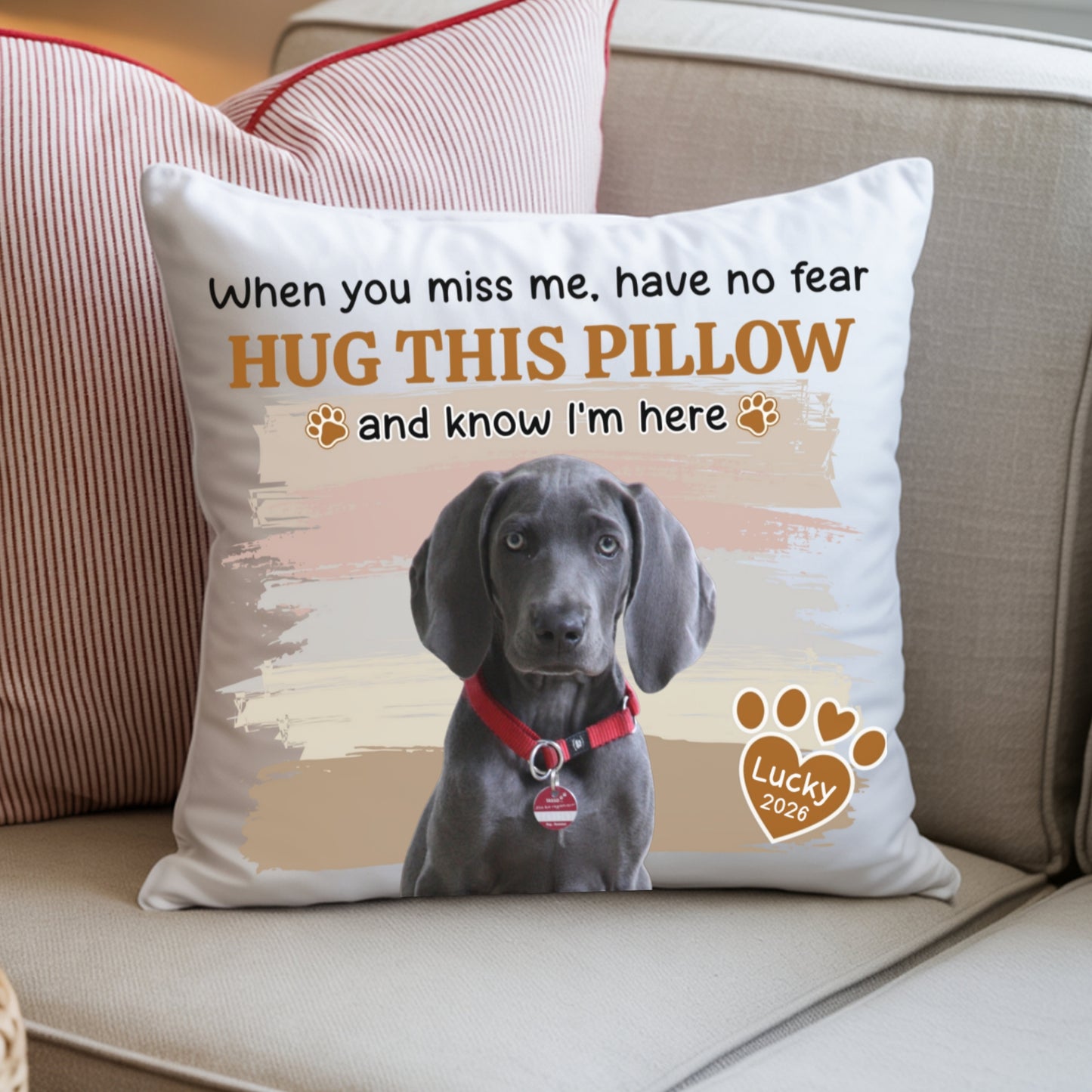 Custom Photo When You Miss Me Hug This Pillow - Personalized Custom Pillow - Memorial Gift for Dog Lovers, Cat Lovers, Pet Lovers