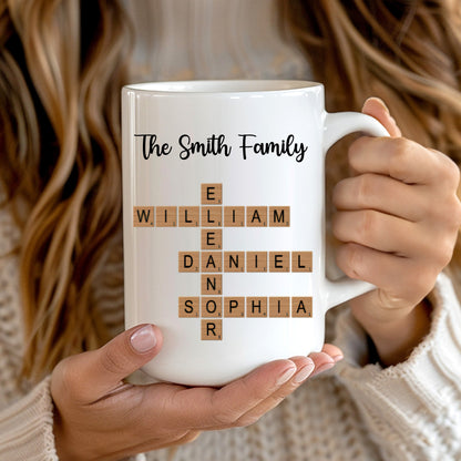 Custom Text Create Your Own Crossword Puzzle - Personalized Custom Mug - Gift For Family Members, Friends