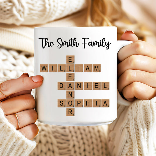 Custom Text Create Your Own Crossword Puzzle - Personalized Custom Mug - Gift For Family Members, Friends