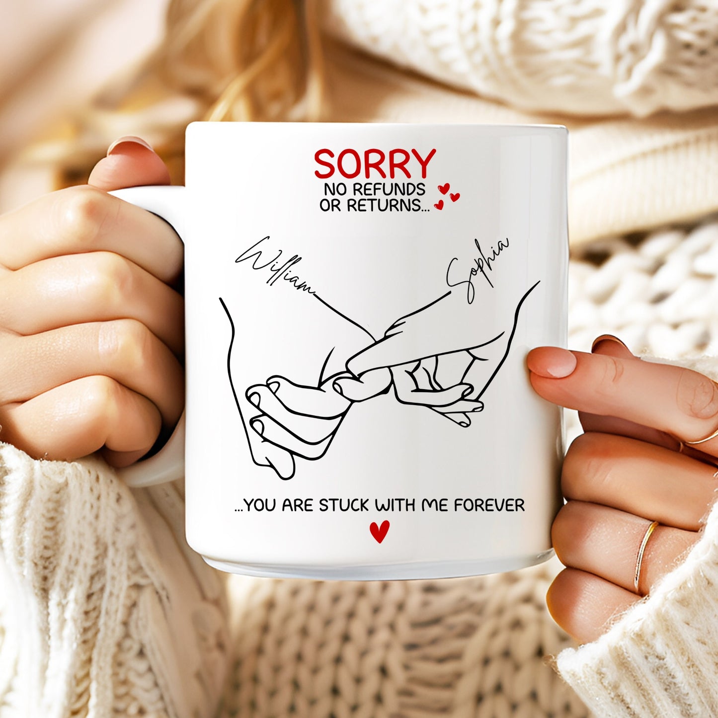 You Are Stuck With Me Forever Couple - Personalized Custom Mug - Gift For Her/Him, Husband/Wife, Couples on Anniversary, Valentine's Day