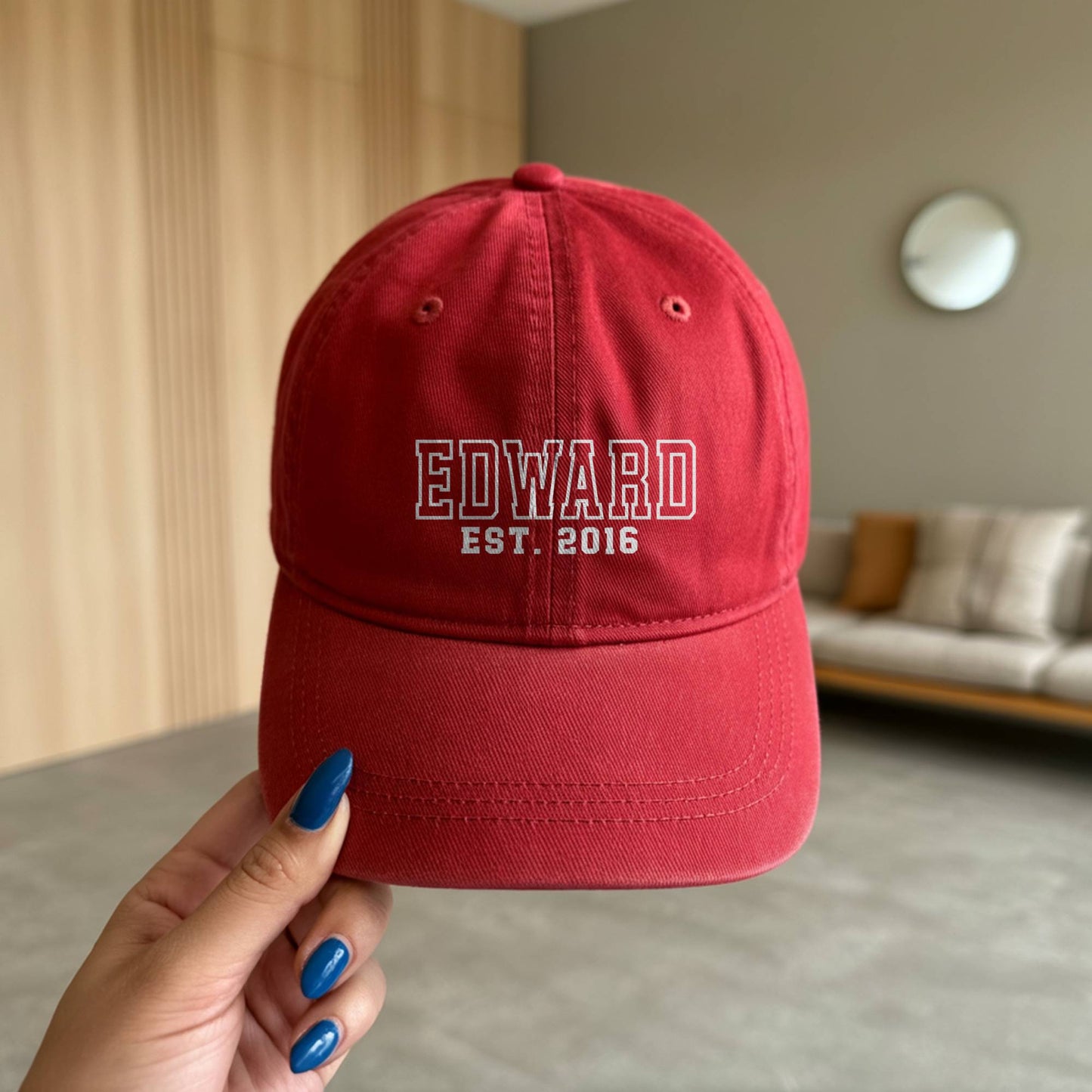 Personalized Name Est. Embroidered Denim Cap | Custom Gift for Dad & Grandpa
