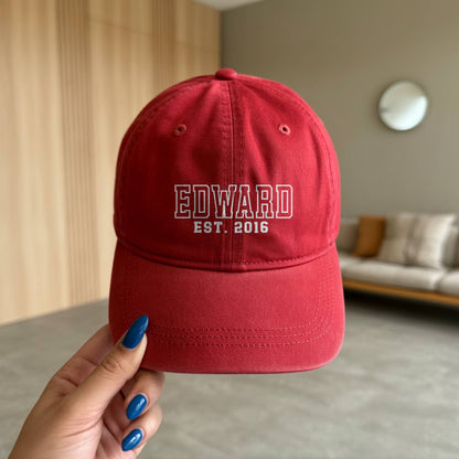 Personalized Name Est. Embroidered Denim Cap | Custom Gift for Dad & Grandpa