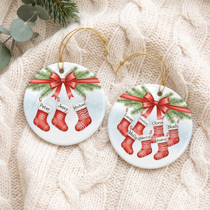Personalized Family Name Christmas Ornament | Custom Round Holiday Keepsake Gift