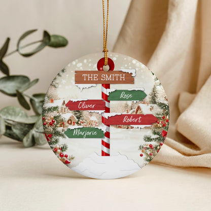 Personalized North Pole Family Christmas Ornament | Custom Round Holiday Keepsake