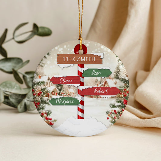Personalized North Pole Family Christmas Ornament | Custom Round Holiday Keepsake