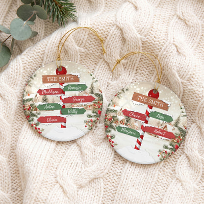 Personalized North Pole Family Christmas Ornament | Custom Round Holiday Keepsake