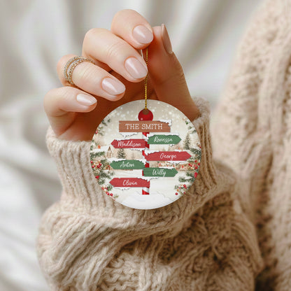 Personalized North Pole Family Christmas Ornament | Custom Round Holiday Keepsake