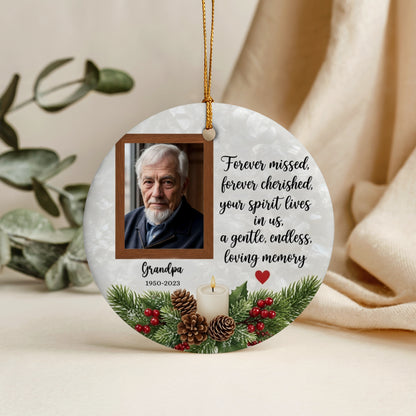 Personalized Photo Memorial Christmas Ornament | Custom Round Remembrance Keepsake