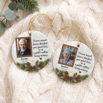 Personalized Photo Memorial Christmas Ornament | Custom Round Remembrance Keepsake