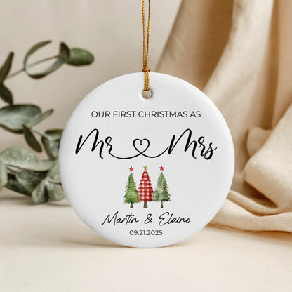 Personalized Our First Christmas Mr & Mrs Ornament | Custom Newlywed Wedding Keepsake