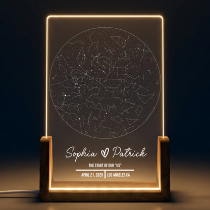 Personalized Star Map Night Light | Custom Night Sky Gift | Engagement Constellation Lamp