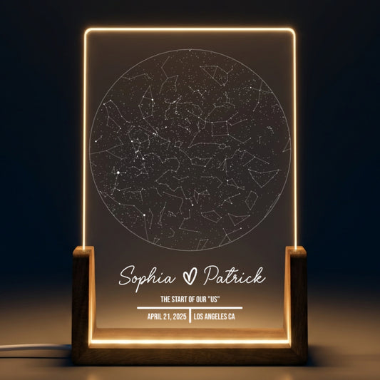 Personalized Star Map Night Light | Custom Night Sky Gift | Engagement Constellation Lamp