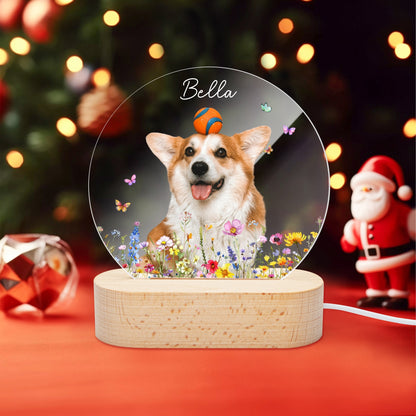 Personalized Pet Photo Memorial Night Light: Dog Cat Loss Sympathy Gift