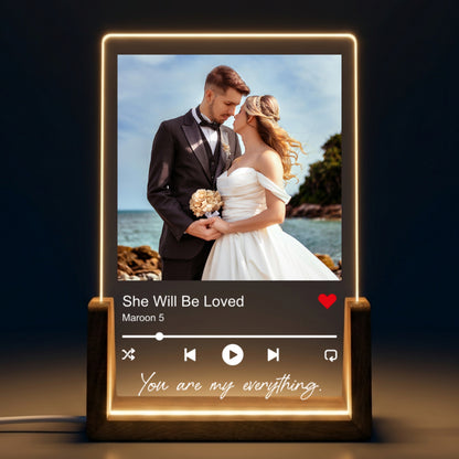Custom Song Plaque - Photo Night Light Plaque with Code and Text Couple Valentines Day
