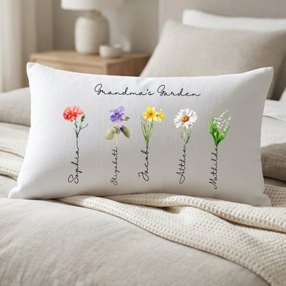 Birthmonth Flower Spun Polyester Lumbar Pillow