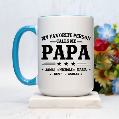 Grandpa's Personalized Mug: "My Favorite People Call Me Grandpa" Custom Name Cup - Heartfelt Birthday or Father's Day Gift for Papa
