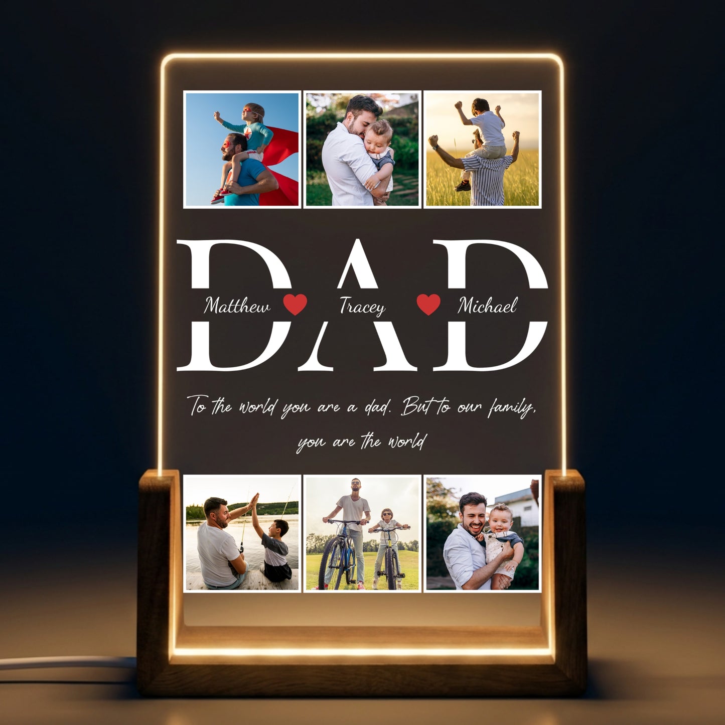 Best Dad Ever - Custom Photo DAD LED Night Light - Personalized Father's Day Gift for Dad, Papa, Grandpa, Daddy, Dada