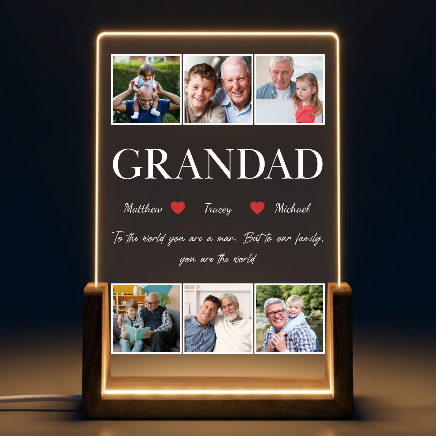 Best Grandad Ever - Custom Photo GRANDAD LED Night Light - Personalized Father's Day Gift for Dad, Papa, Grandpa, Daddy, Dada