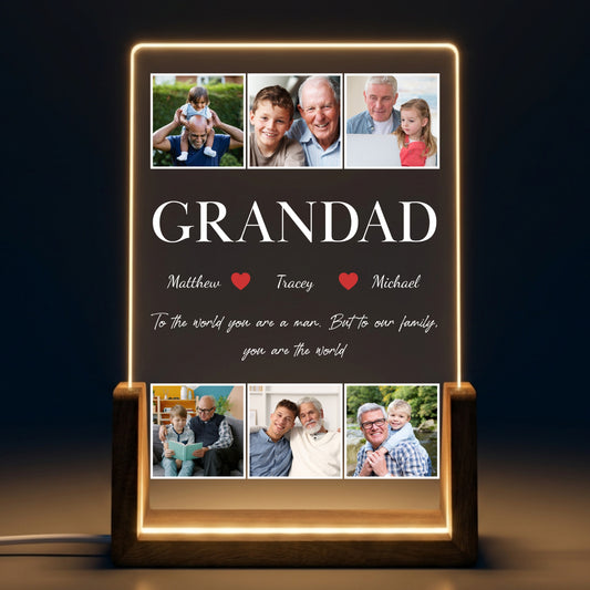 Best Grandad Ever - Custom Photo GRANDAD LED Night Light - Personalized Father's Day Gift for Dad, Papa, Grandpa, Daddy, Dada
