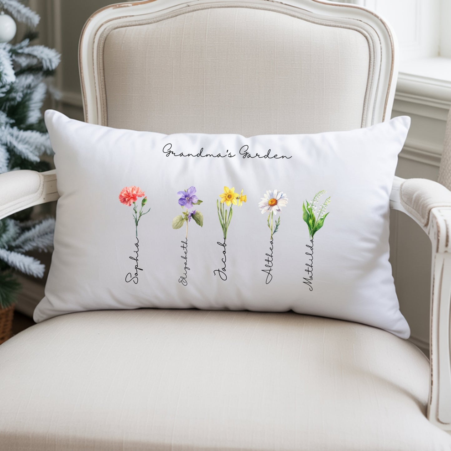 Birthmonth Flower Spun Polyester Lumbar Pillow