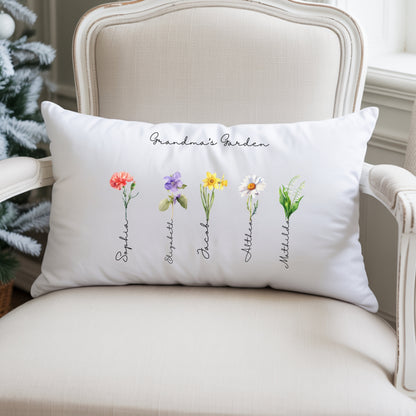 Birthmonth Flower Spun Polyester Lumbar Pillow